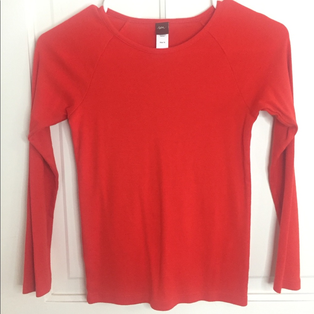 Tea Collection red long sleeve tee Sz 10 girls